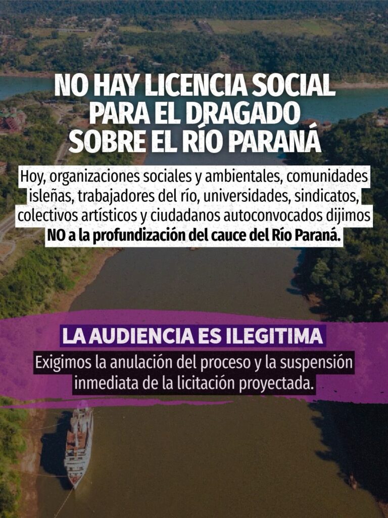 Masivo y contundente rechazo popular al intento de legitimar las obras sobre el Río Paraná para convertirlo en “hidrovía”